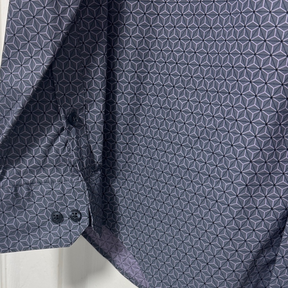 Alfani Printed Geometric Polo in Gray and Lilac A28 - Picture 4 of 7